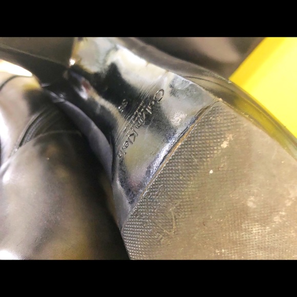 Calvin Klein Black Leather Knee HIgh Boots - Picture 2 of 5